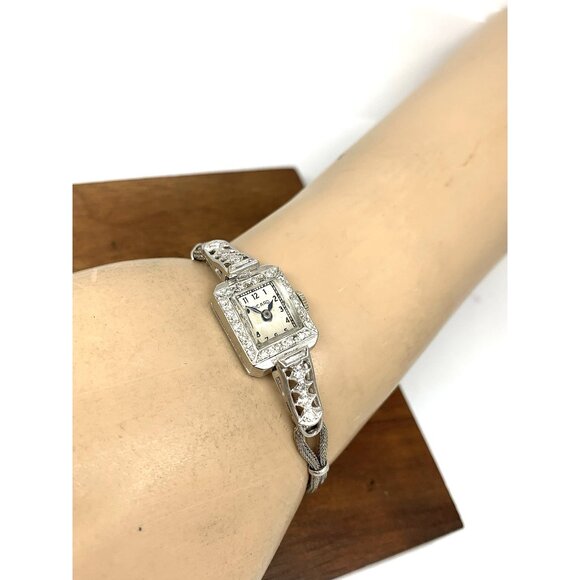 Lucien Picard Womens Watch Platinum Case Diamond Art Deco Swiss Hand Wind Petite - Picture 5 of 15